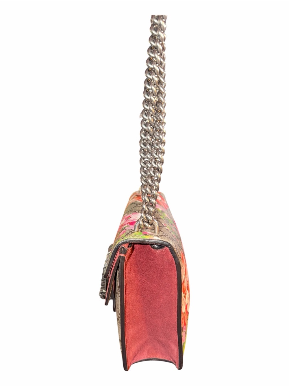 Gucci Dionysus Mini Bag GG Supreme Blooms Floral Pink Suede Crossbody Authentic - Picture 6 of 9